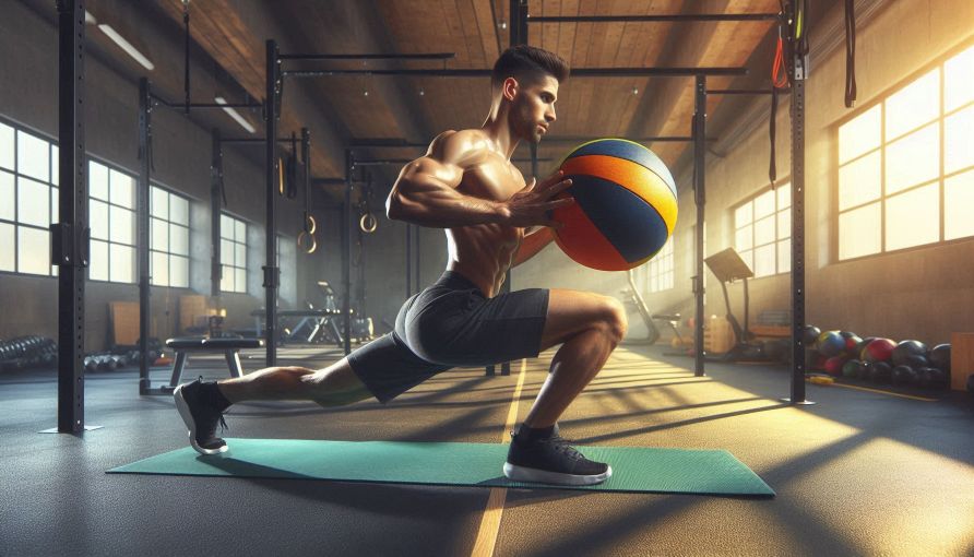 performing core rotation exercises with a medicine ball